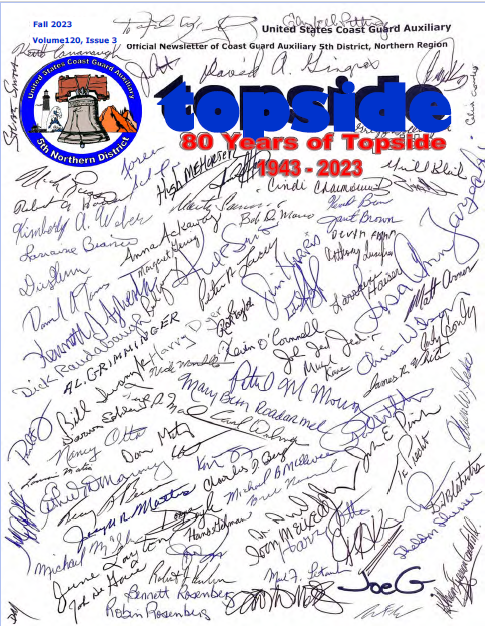 Fall 2023 Topside newsletter. Signatures of participants of FALL DTRAIN 2023